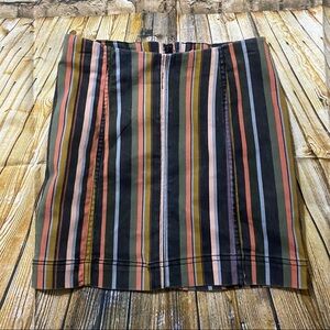 Jolt Green Striped Stretch Side Zip Mini Skirt